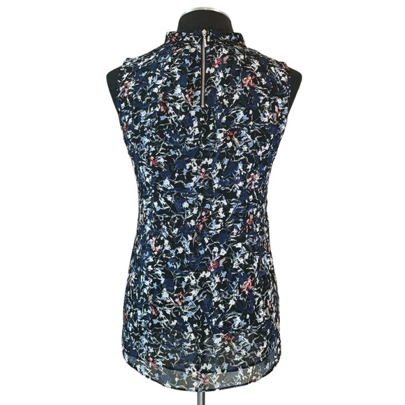 White House Black Market - Sleeveless Floral Choker Zip Back Blouse – Size 6 - Picture 6 of 10